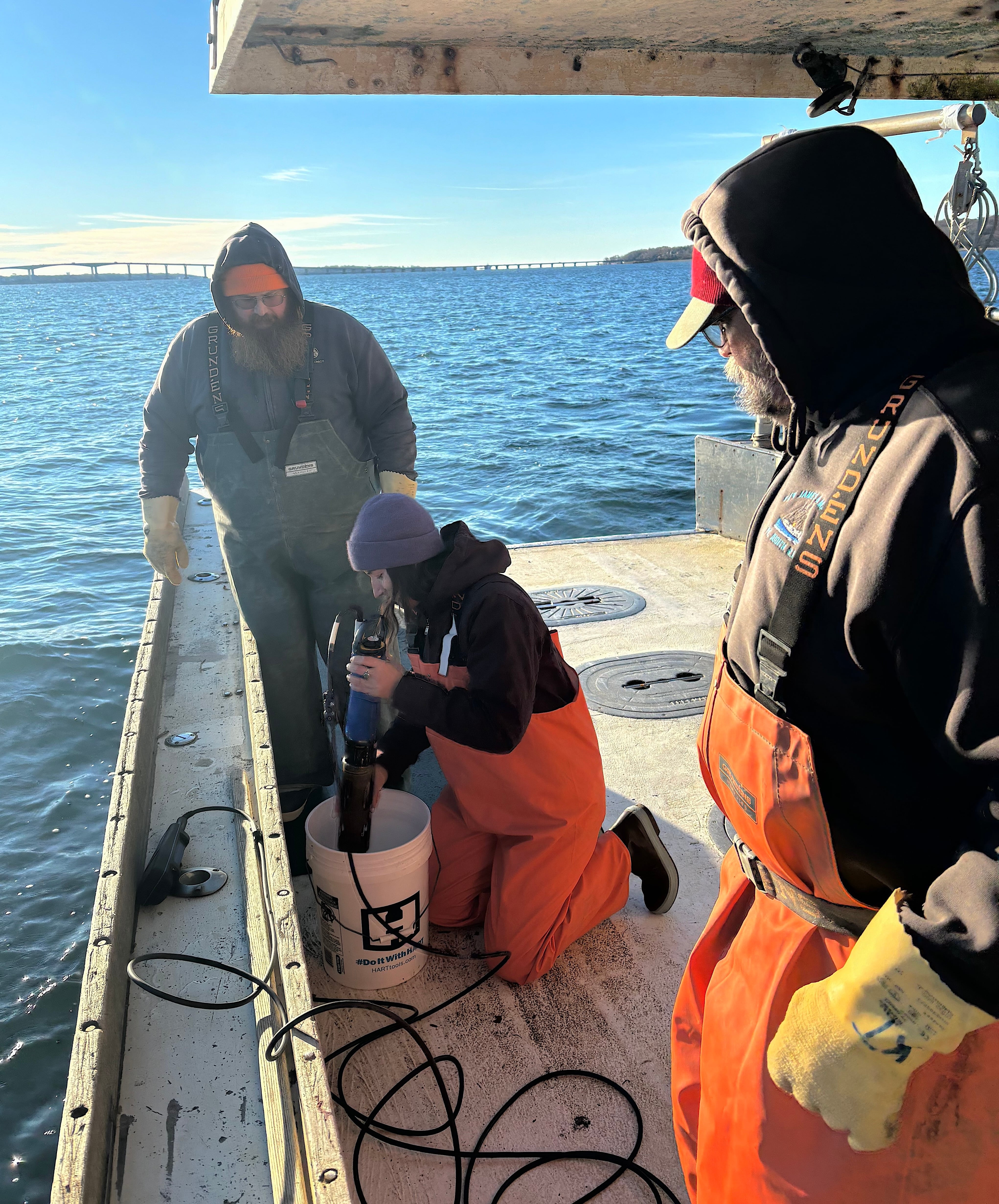 People on fishing vessel doing research