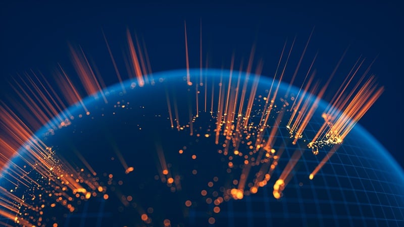 A map of the world lit up