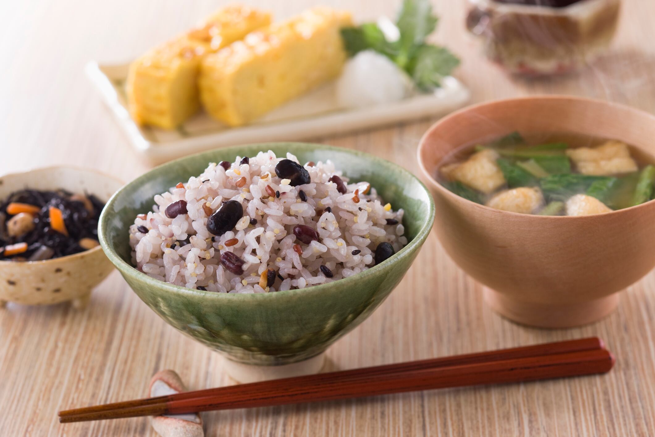 Various grains can be mixed with Japanese rice to enhance texture and nutrition.