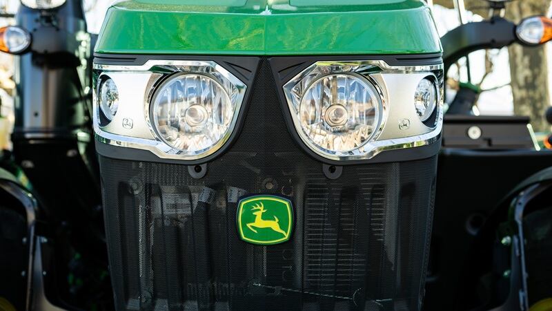 The front of a John Deere tractor