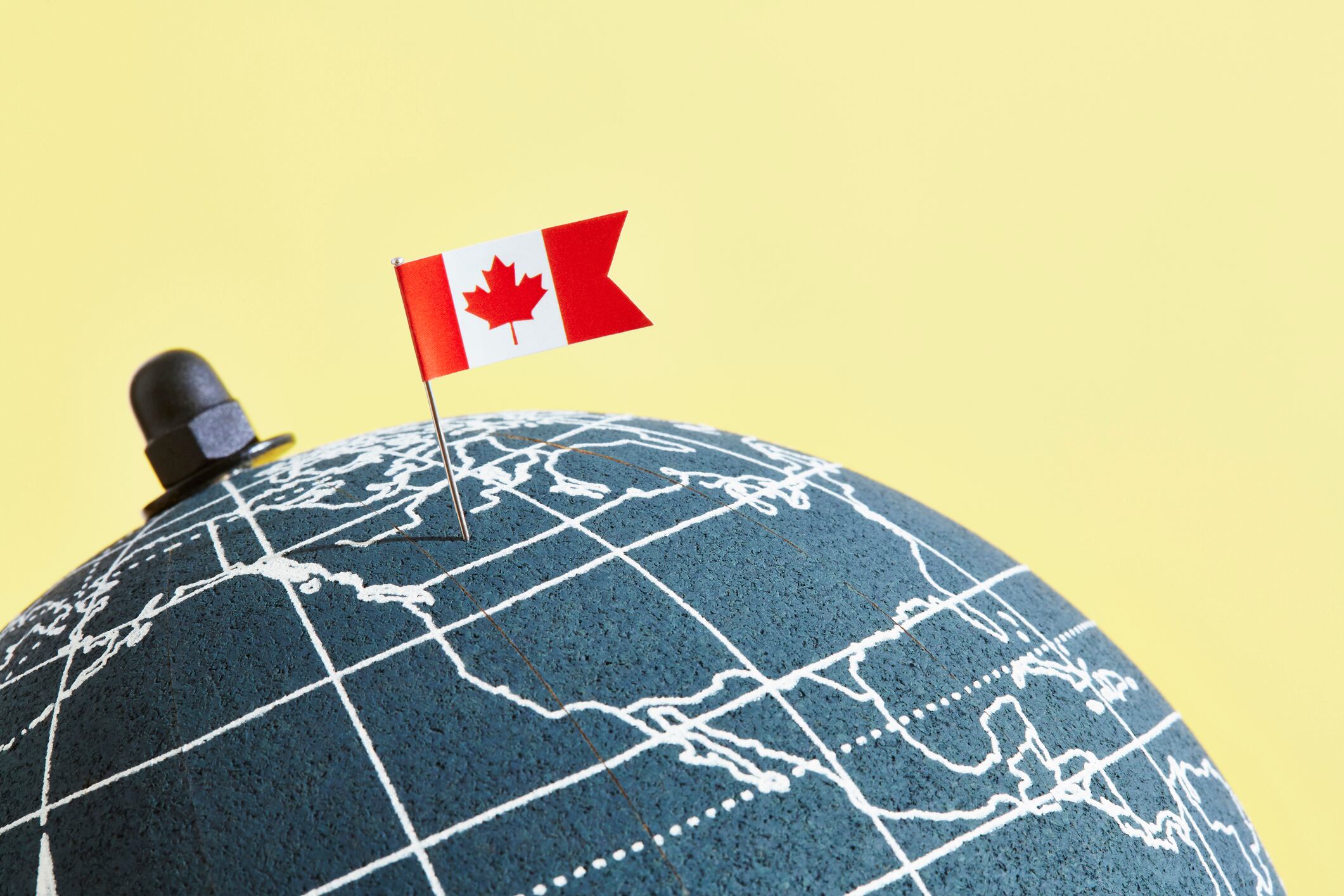 Canada flag on globe