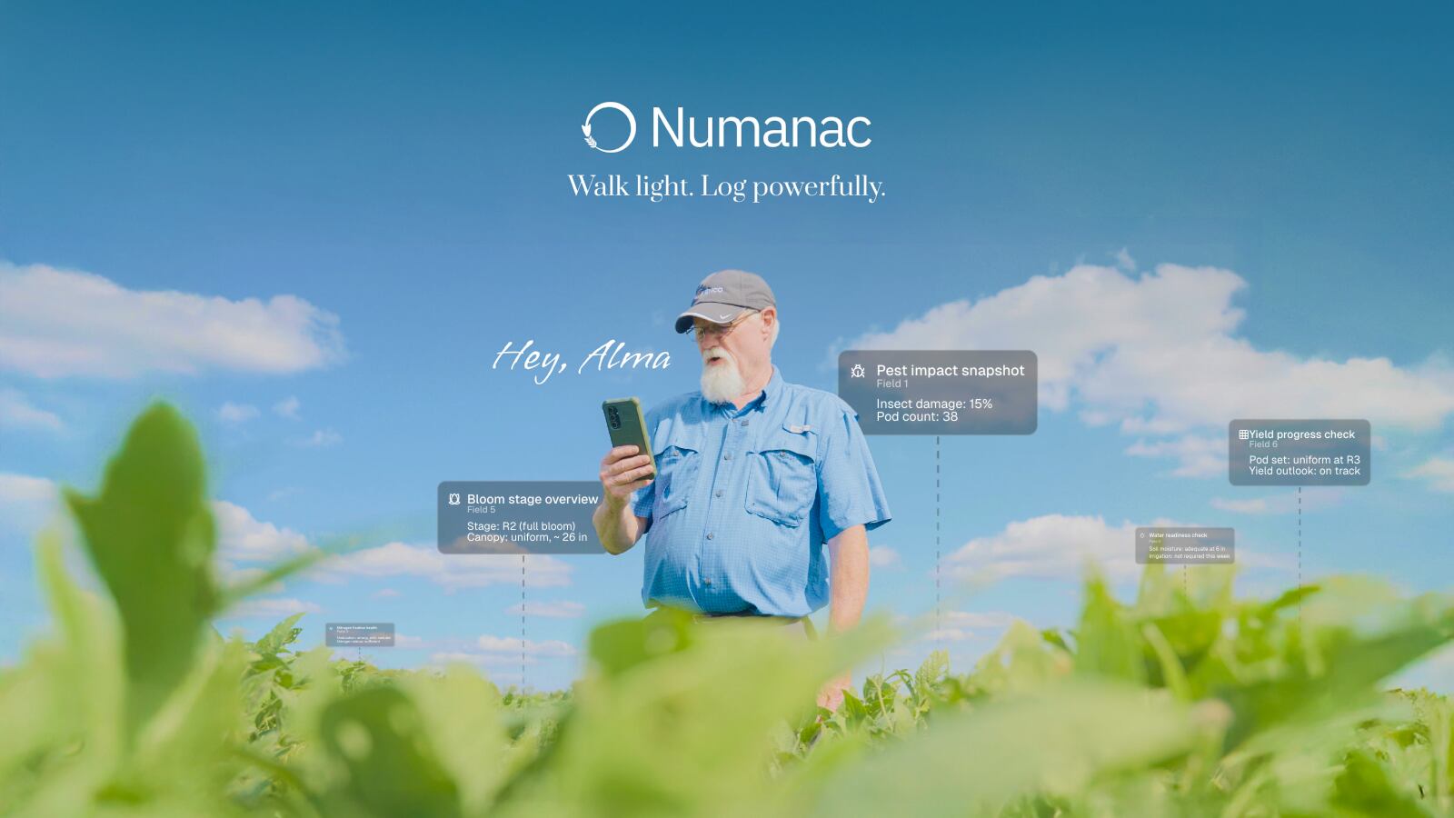 A farmer using the Numanac app